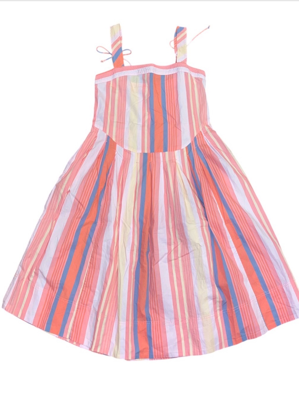 Free People Strawberry Combo Midi Striped Pink Dress Tie Flare XS NWT Boho